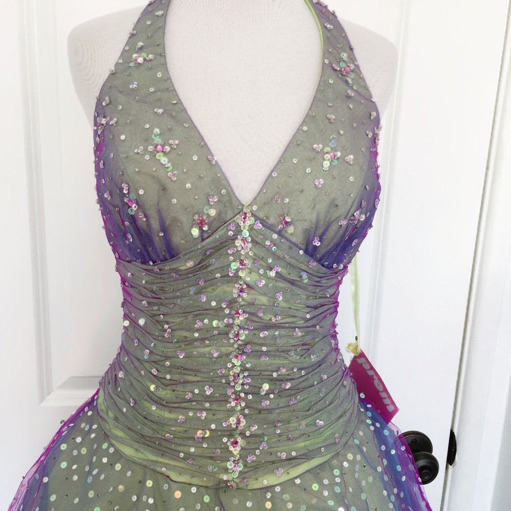 SOLD. Gorgeous Tulle Halter Dress - Picture 3 of 4